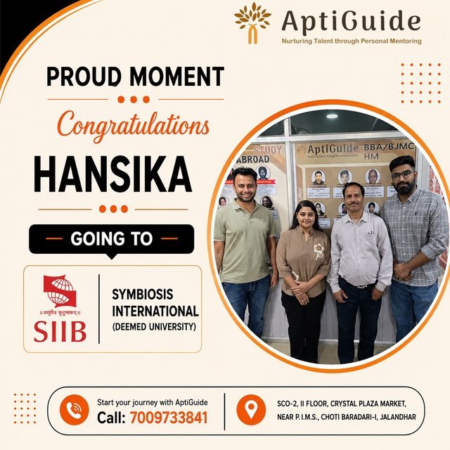 Hansika — Selected at Symbiosis International University (SIIB)