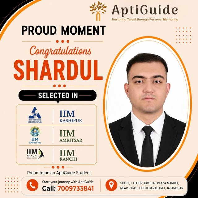Shardul Palhania — 96.53 %ile in CAT; interview calls from 12 IIMs incl. Kozhikode, Ranchi, Raipur, Trichy, Kashipur, Amritsar
