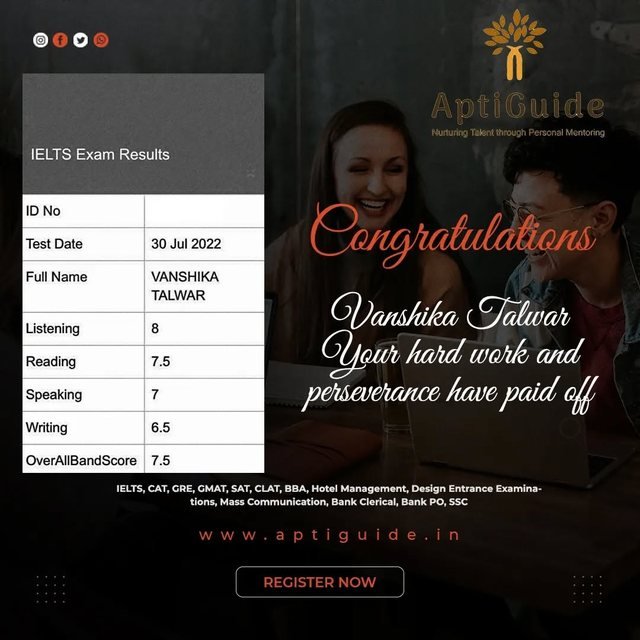 Vanshika Talwar — Overall band 7.5 in IELTS