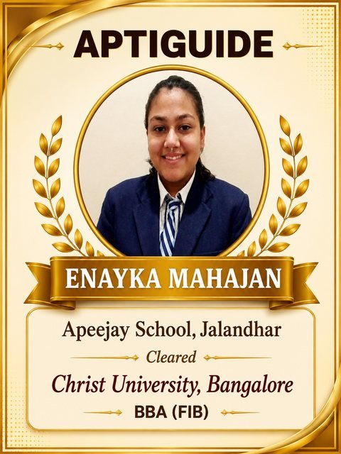 Enayka Mahajan — Cleared SET (Symbiosis Entrance Test)