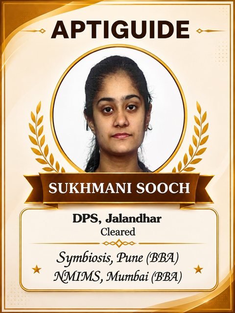 Sukhmani Sooch — Cleared SET (Symbiosis Entrance Test)
