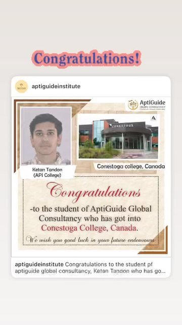 Ketan Tandon — Secured an international university offer