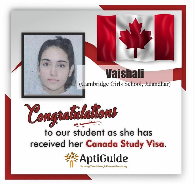 Vaishali — Secured an international university offer