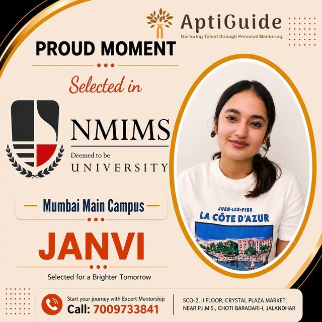 Janvi — Selected at NMIMS Mumbai Main Campus