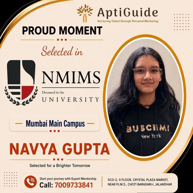 Navya Gupta — Selected at NMIMS Mumbai Main Campus