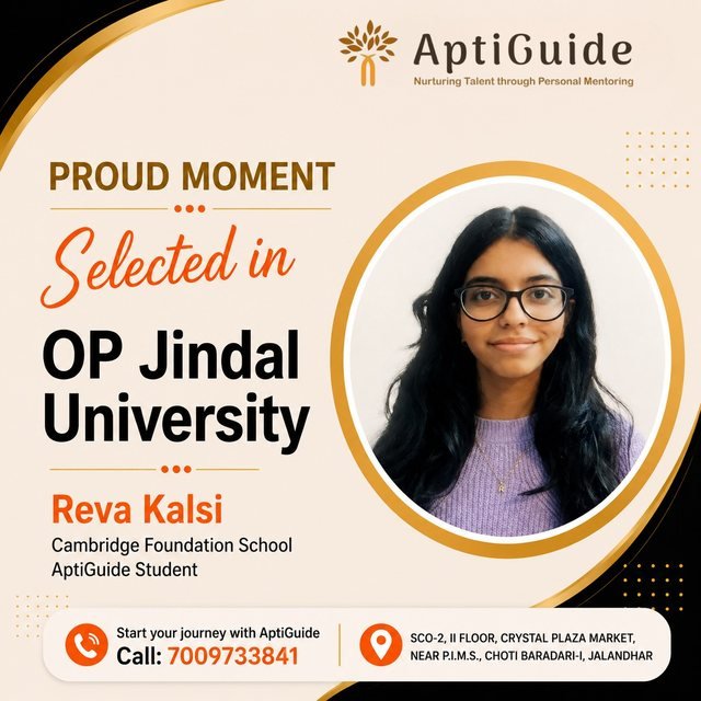 Reva Kalsi — Selected at OP Jindal University