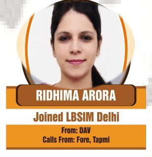 Ridhima Arora — Admitted to a leading Indian university
