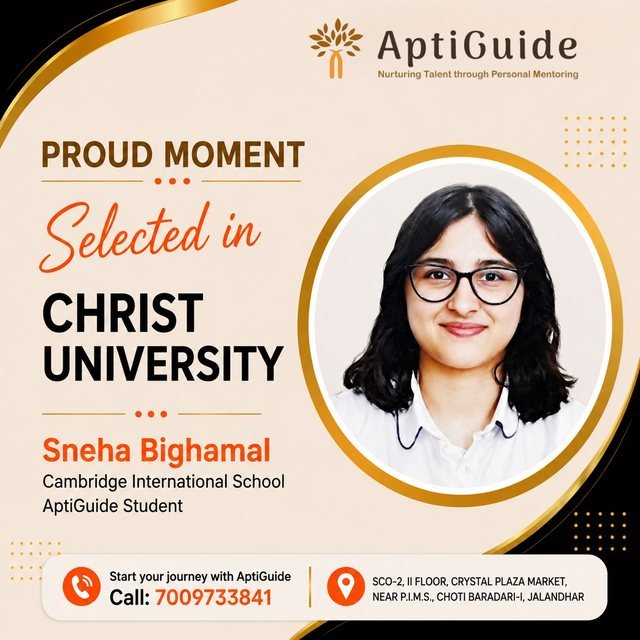 Sneha Bighamal — Selected at Christ University