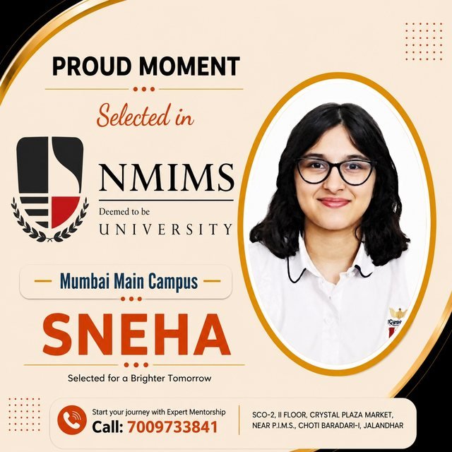 Sneha — Selected at NMIMS Mumbai Main Campus and/or Symbiosis International